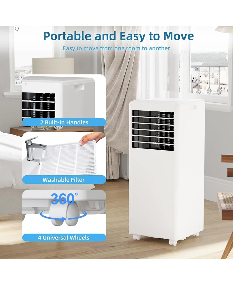 Gaomon 8,000 Btu Portable Air Conditioner - Freestanding, Low Noise, Remote Control, 24H Timer, Ideal for Bedroom, Dorms & Indoor Rooms