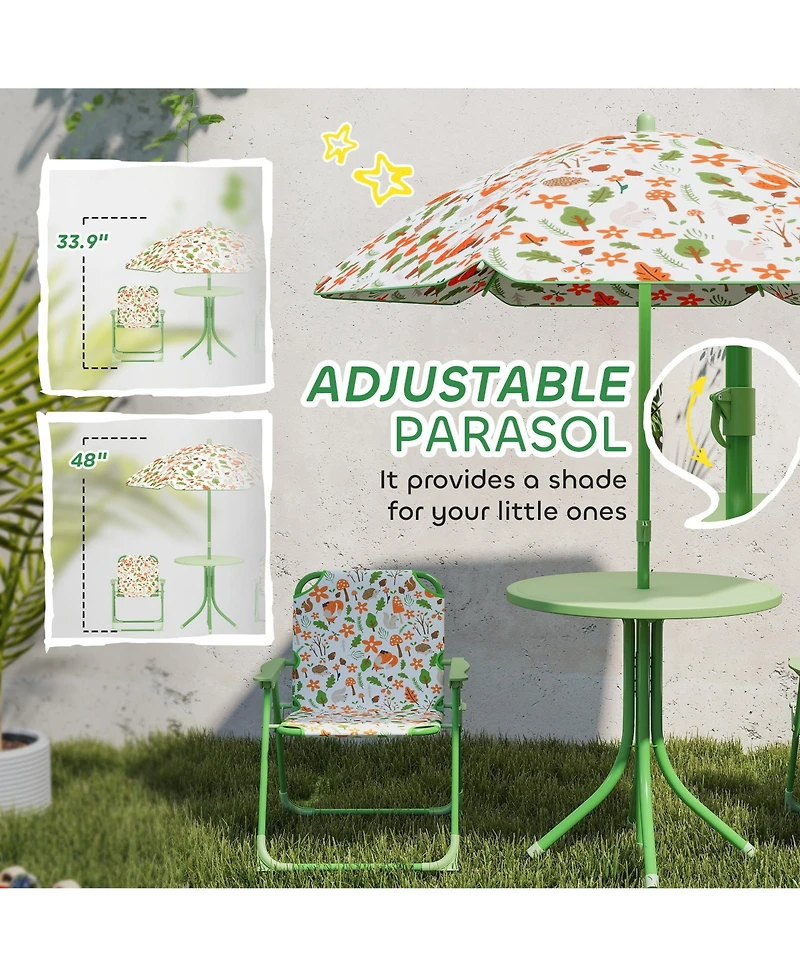 Qaba Kids Picnic Table and Chair Set, Activity with Chairs, Umbrella