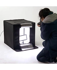 Fotodiox Pro 16x16" Led Studio-in-a-Box for Table Top Photography, Includes Folding Light Tent, Integrated Led Lights and 3 Backdrops