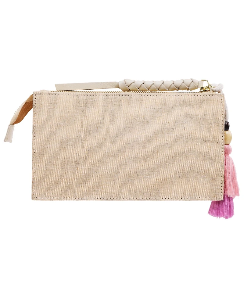 Tommy Bahama Zip Top Embroidered Floral Clutch