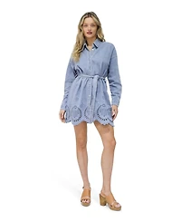 Belle & Bloom Women's Sunday Somewhere Denim Broderie Mini Shirt Dress