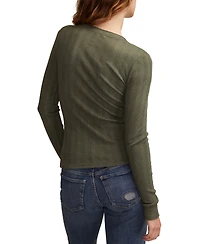 Lucky Brand Women's Long Sleeve Rib Henley Top