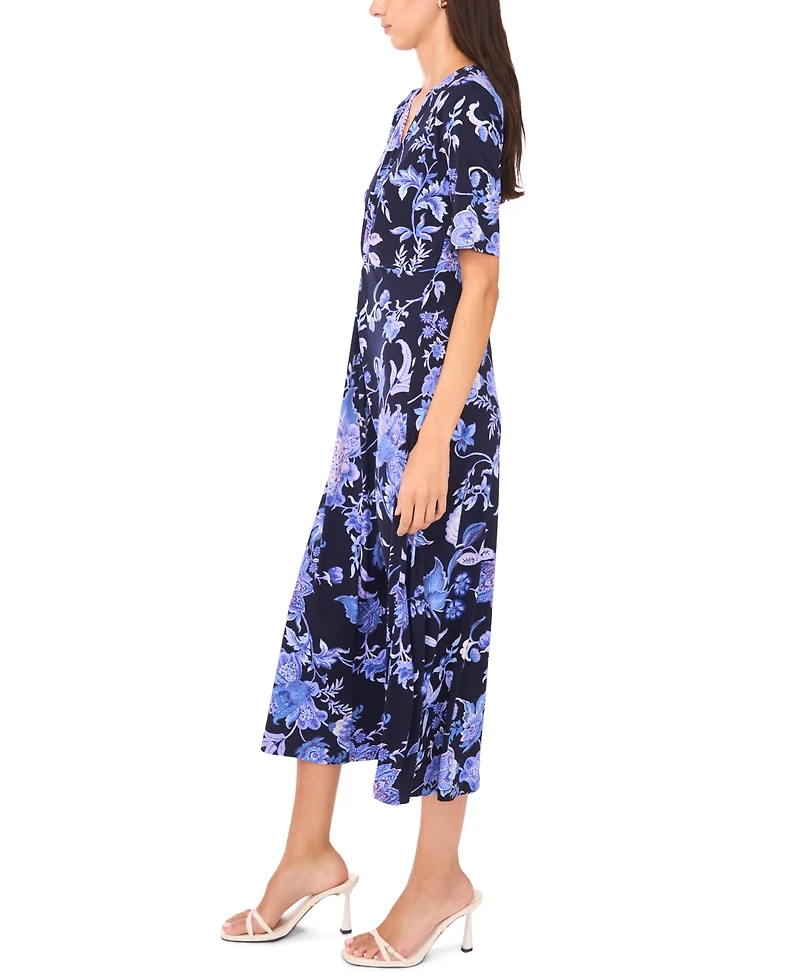 Msk Women's V Neck Twist Front Midi Dress