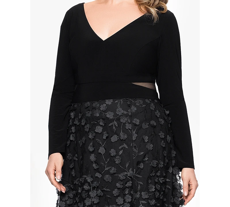 Xscape Plus Long Sleeve Embellished Dress