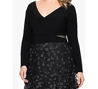 Xscape Plus Long Sleeve Embellished Dress