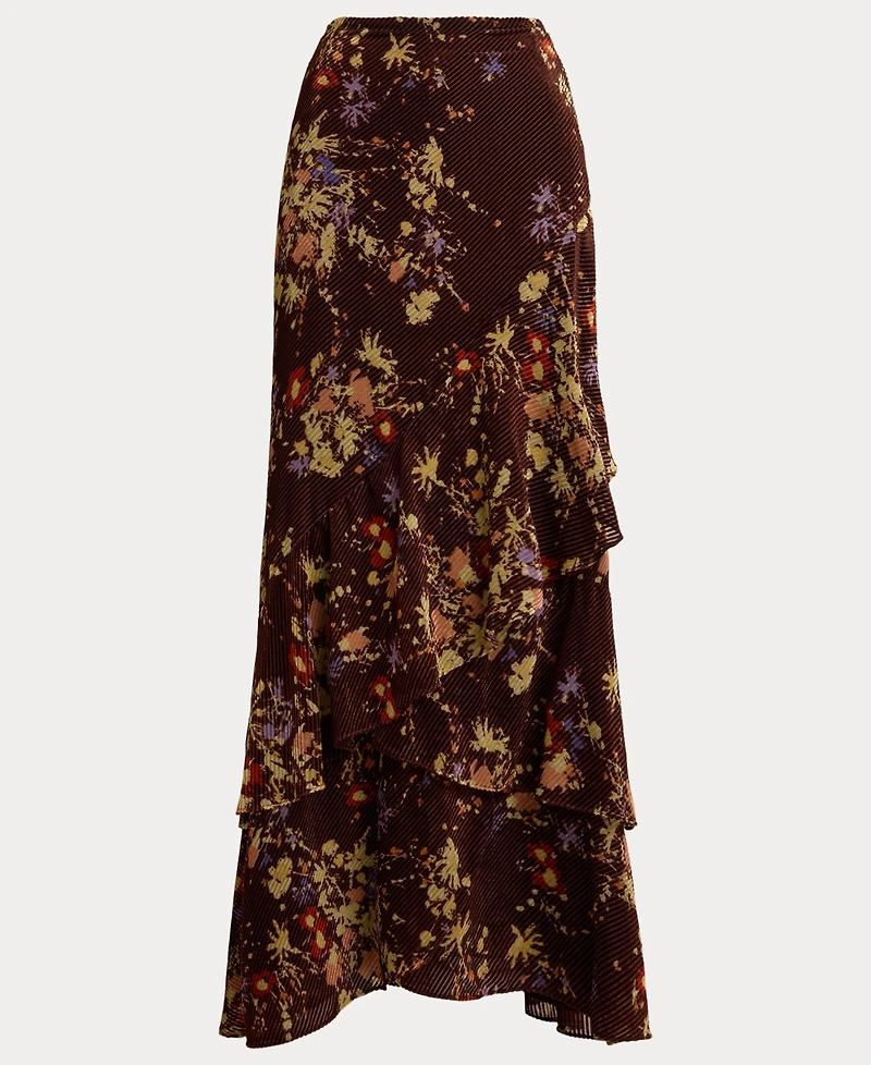 Lauren Ralph Women's Floral Print Tiered Maxi Skirt