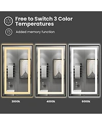 Amorho Led Bathroom Mirror, 32" x 32" Led Bathroom Mirror with Black Frame, Front Light and Backlit, Stepless Dimmable, Anti-Fog, Shatter-Pr