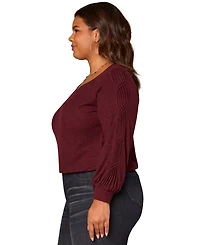 Democracy Plus Size Long Sleeve Cased Hem Knit Top