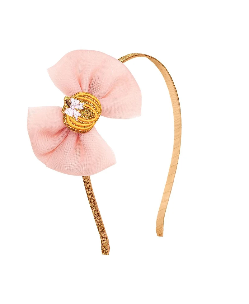 Sweet Wink Girls Pumpkin Tulle Bow Headband