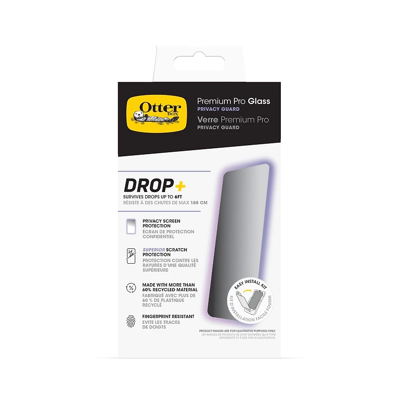OtterBox Premium Pro Glass Antimicrobial Privacy Screen Protector for Apple iPhone 16 Pro Max-Clear