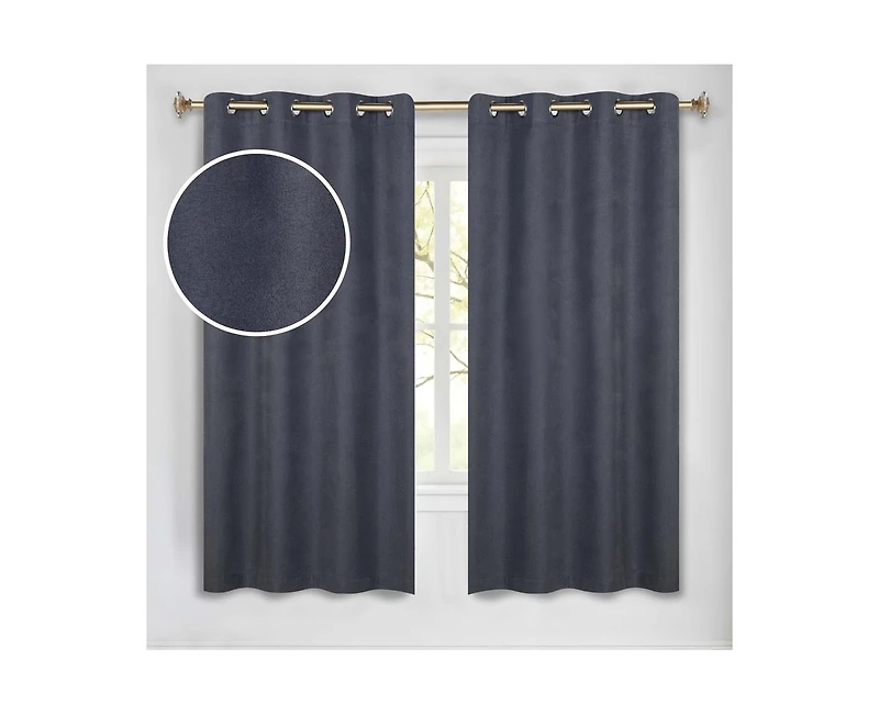 Superior Neal 100% Blackout Solid Machine Washable Curtains, Set of 2 Panels