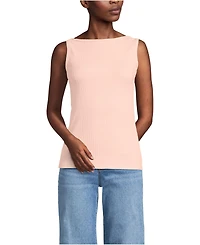 Lands' End Women's Sleeveless Pointelle Rib Boat Neck Tank