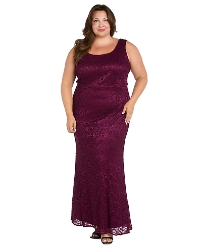 R & M Richards Plus Metallic Lace Jacket and Dress