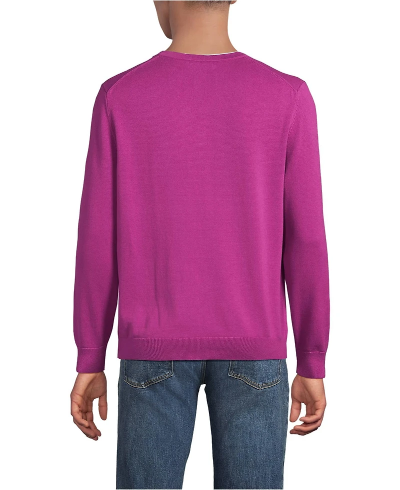 Lands' End Big & Tall Fine Gauge Cotton V Neck Sweater