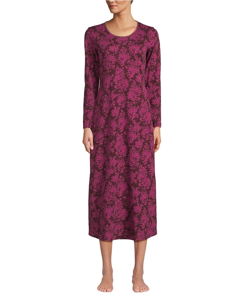 Lands' End Women's Cotton Long Sleeve Midcalf Nightgown