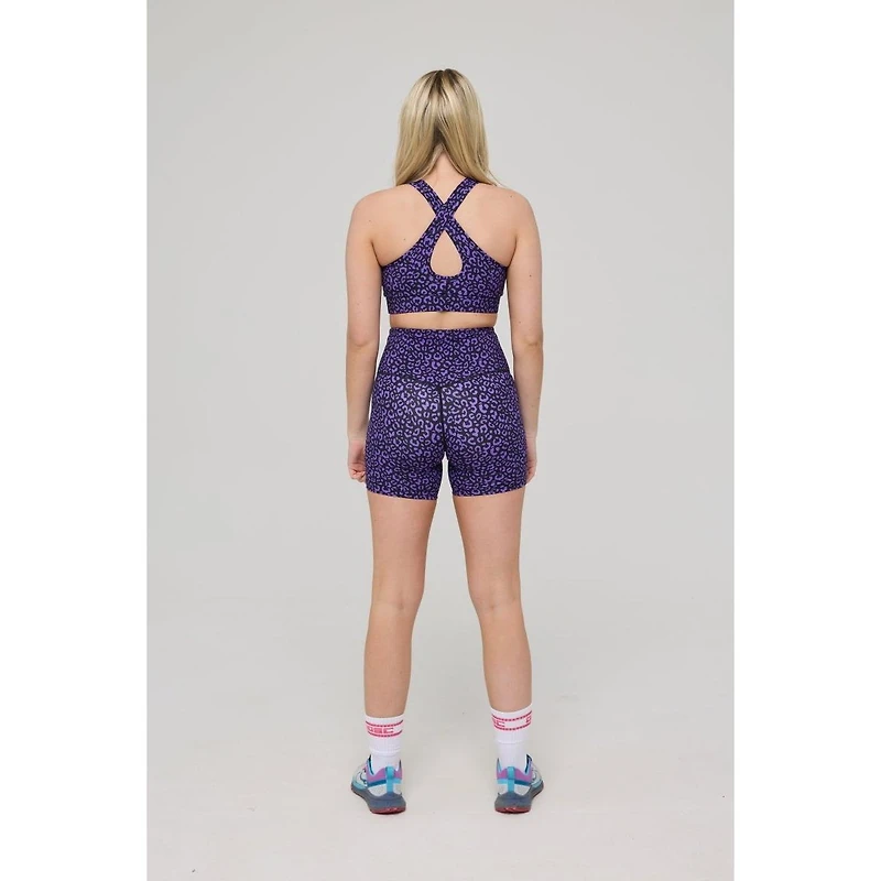 Oosc Women's Infinite High Waisted Shorts - Purple Leopard