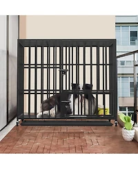 BingoPaw Chew-resistant Heavy Duty Metal Dog Cage Kennel Pet Crate with Wheels