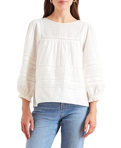 Paneros Clothing Women's Cotton Dawn Blouse with lace Off White