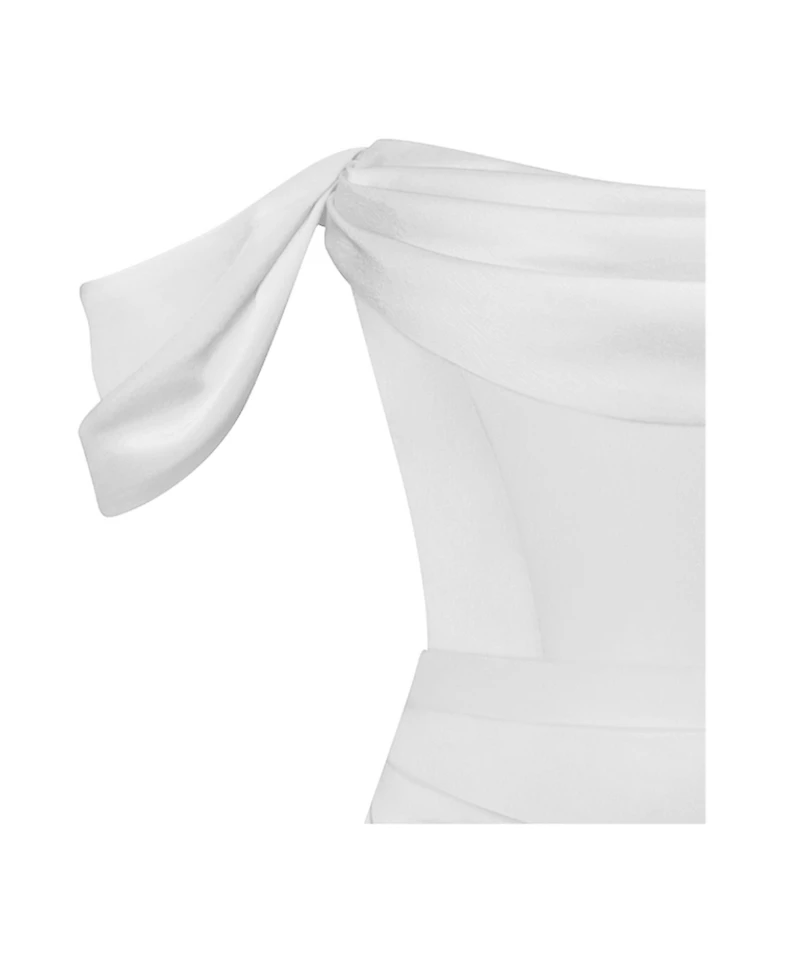 Miss Circle Women Ivona White Halter Neck Double Duchess Satin Gown