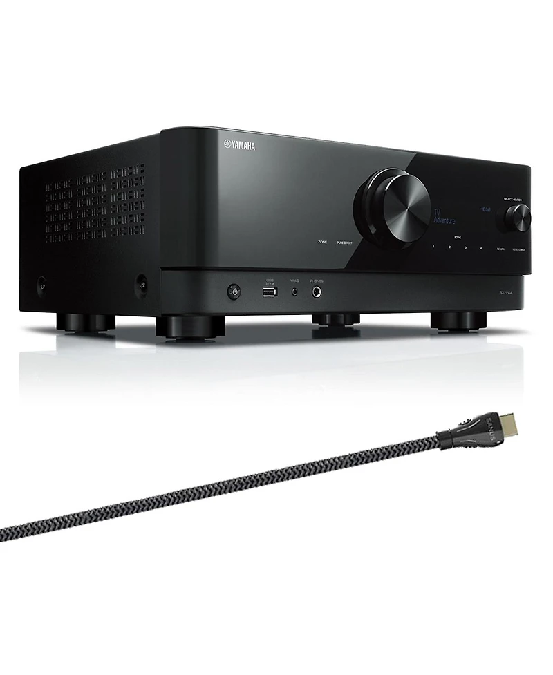 Yamaha Rx-V4 5.2 Channel Av Receiver with Sanus Ultra High Speed 8K 6.56 ft. Hdmi 2.1 Cable