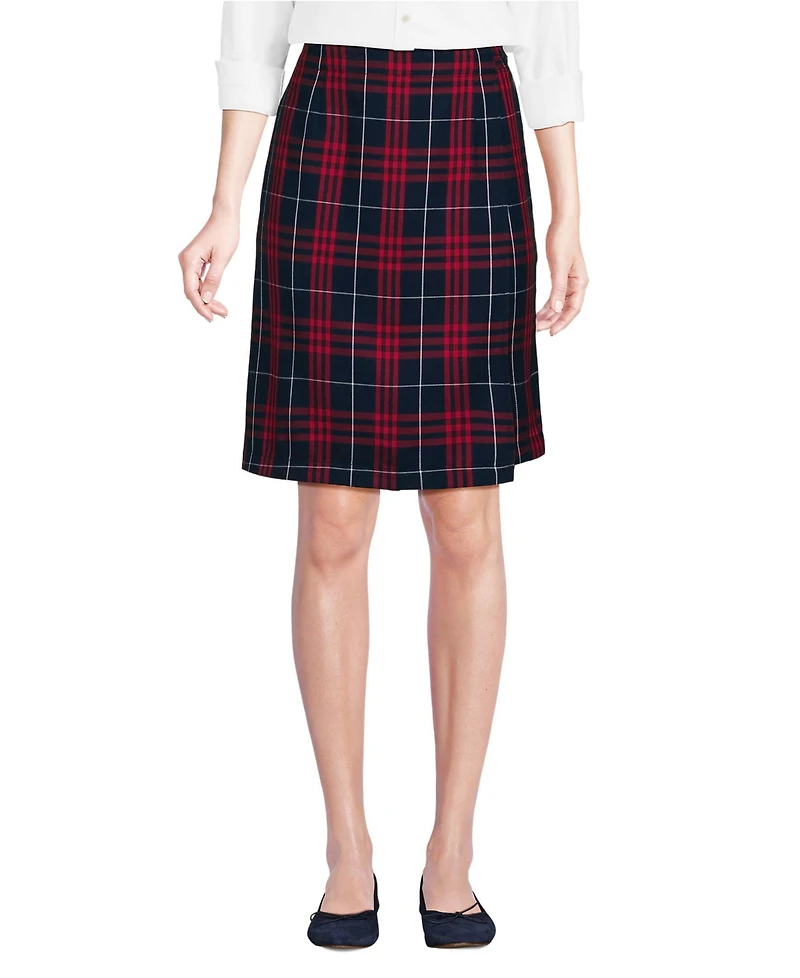 Lands' End School Uniform Women's Plaid A Line Tab Skort Top of Knee