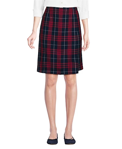 Lands' End School Uniform Women's Plaid A Line Tab Skort Top of Knee