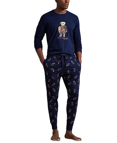 Polo Ralph Lauren Men's 2-Piece Long Sleeve Crew T-Shirt and Joggers Pajama Set