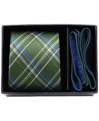 Ben Sherman Men's 2-Piece Plaid Tie and Solid Pocket Square Half Box Set