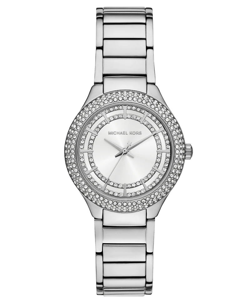 Michael Kors Women's Sylvia Three-Hand Silver-Tone Stainless Steel Watch, 33mm