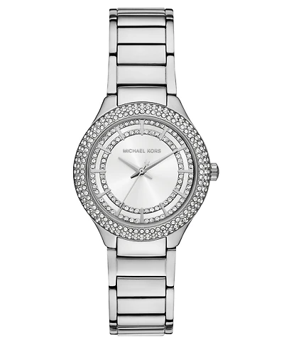 Michael Kors Women's Sylvia Three-Hand Silver-Tone Stainless Steel Watch, 33mm