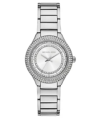 Michael Kors Women's Sylvia Three-Hand Silver-Tone Stainless Steel Watch, 33mm