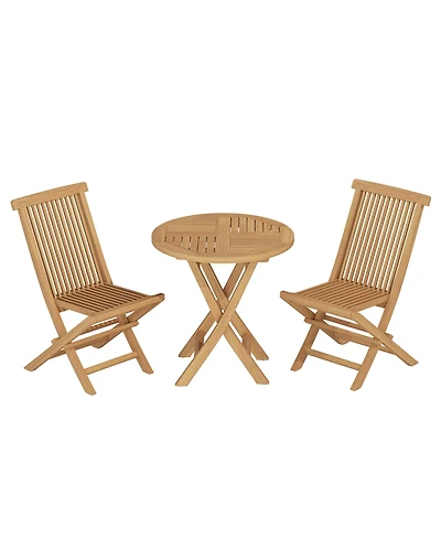 Decksplore Outdoor teak folding three-piece set