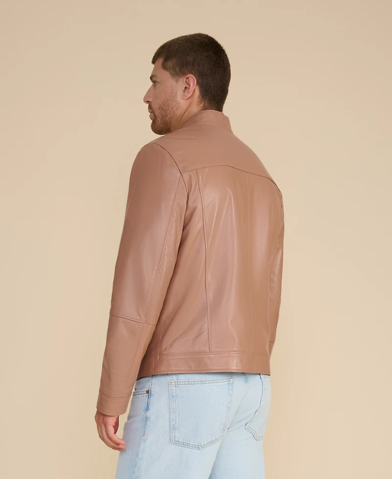 Furniq Uk Men's Leather Racer Jacket