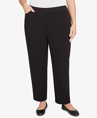 Alfred Dunner Plus Jet Setter Black Crepe Knit Short Length Pants