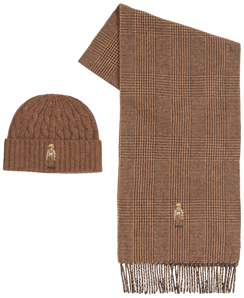 Polo Ralph Lauren Men's 2-Piece Charles Bear Hat & Scarf Gift Set
