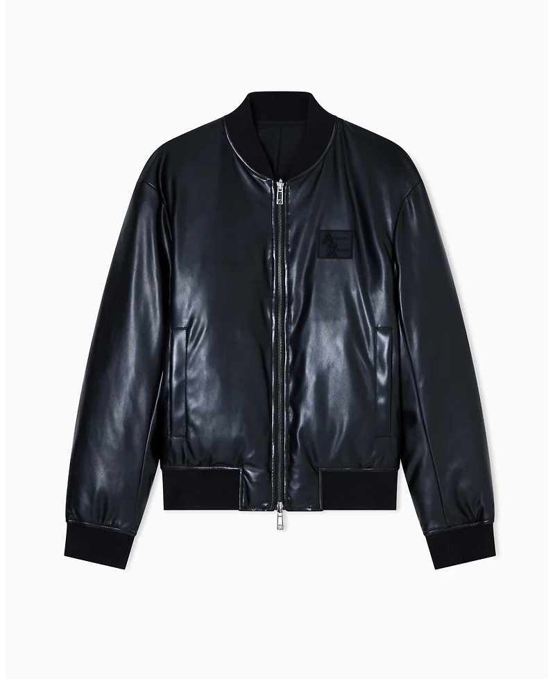 A|X Armani Exchange Men's Leather Bomber Jacket