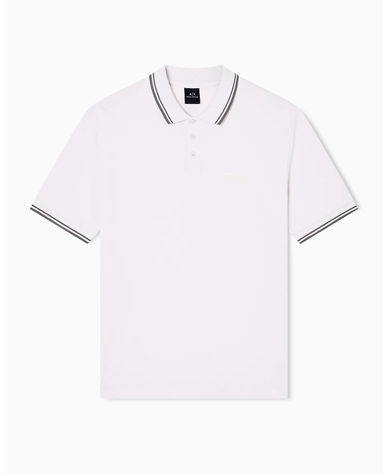 A|X Armani Exchange Men's Cozy Lab Pique with Collar Tipping Polo Shirt