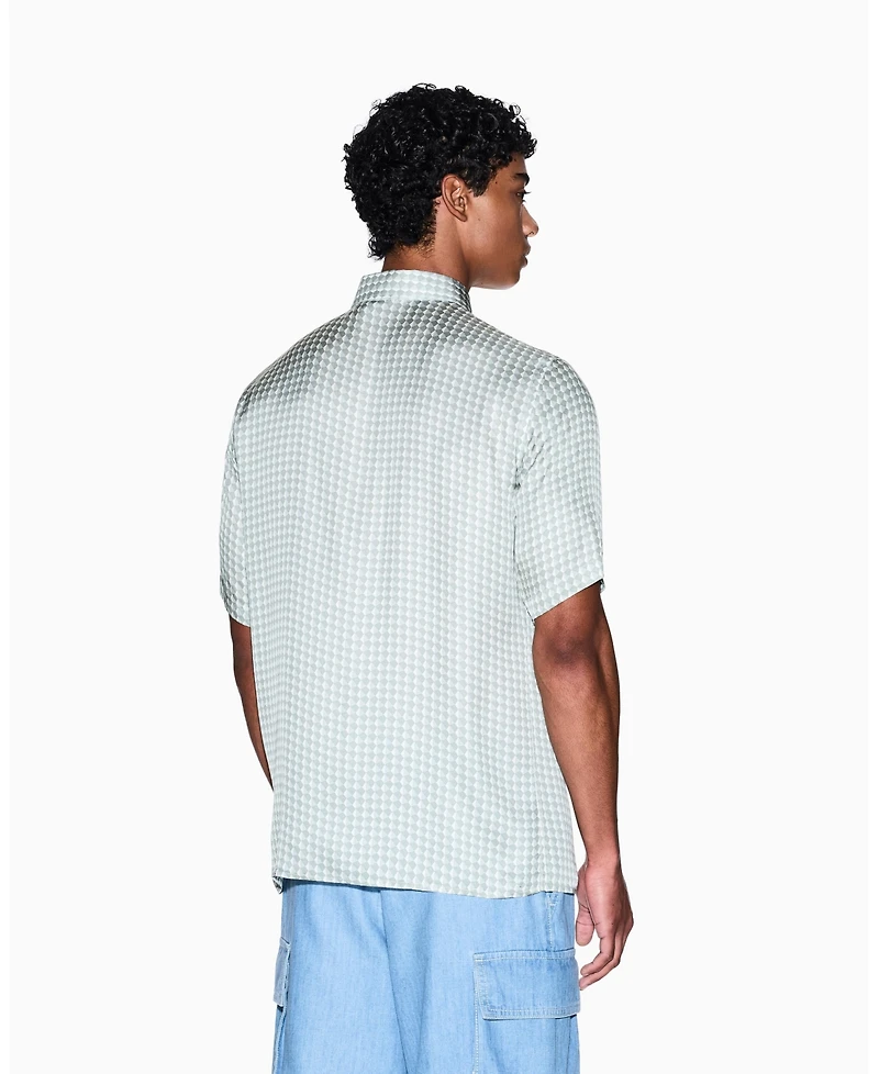 A|X Armani Exchange Men's Short Sleeve Viscose Geo Print Woven Shirt