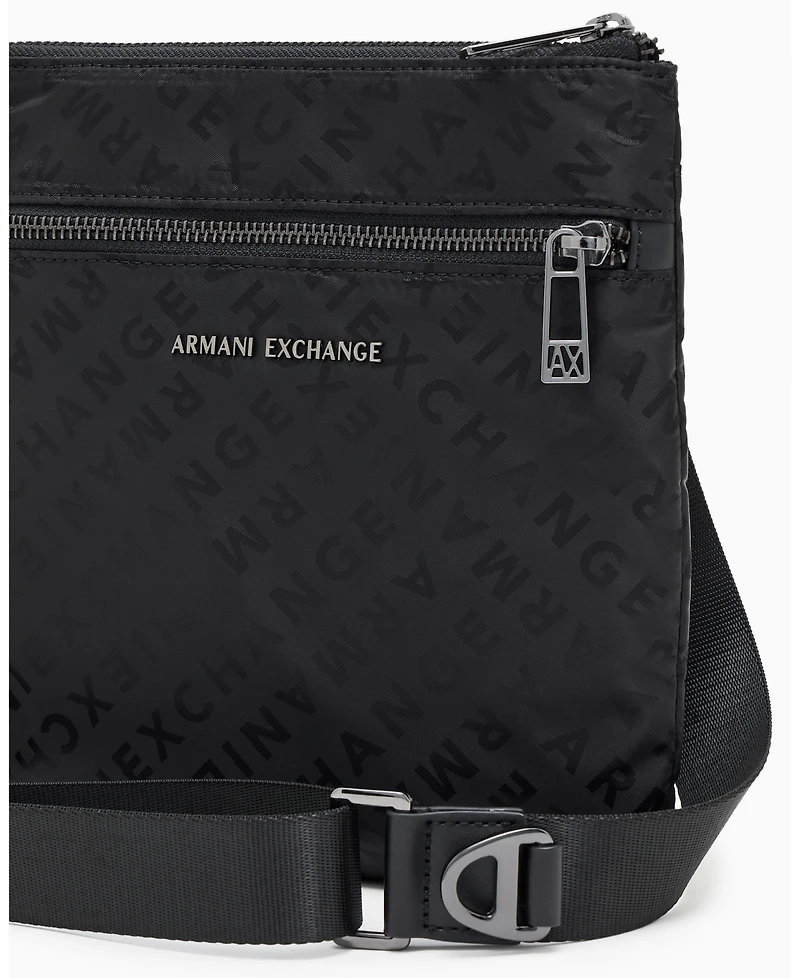 A|X Armani Exchange Men's Satin Jacquard Allover Logo Crossbody Bag