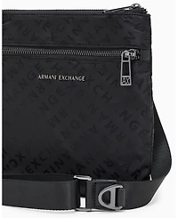 A|X Armani Exchange Men's Satin Jacquard Allover Logo Crossbody Bag