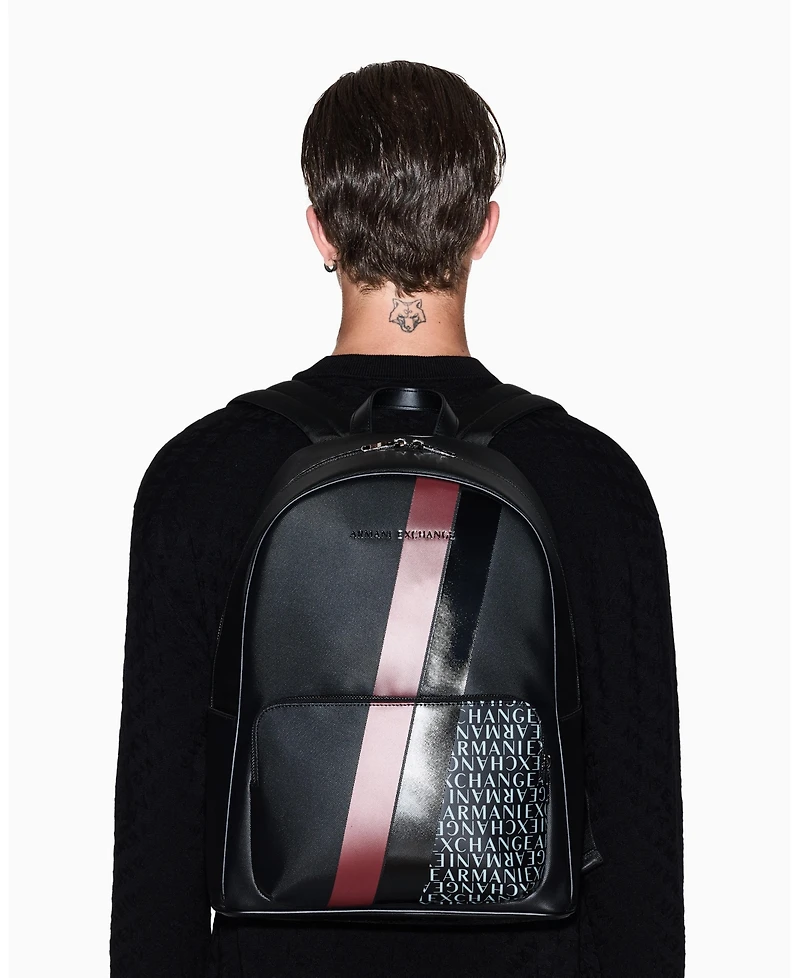 A|X Armani Exchange Men's Striped Logo Details Backpack