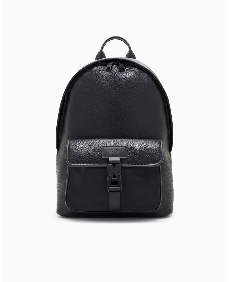 A|X Armani Exchange Men's Pebbled Faux-Leather Buckle Backpack
