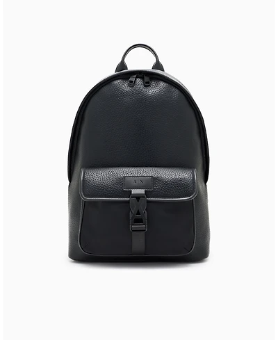 A|X Armani Exchange Men's Pebbled Faux-Leather Buckle Backpack
