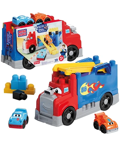 Mega Bloks First Builders Build and Race Rig Toy Blocks, 19 Pieces