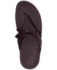 FitFlop Women's Lulu Glitz-Bow Leather Toe-Post Sandals