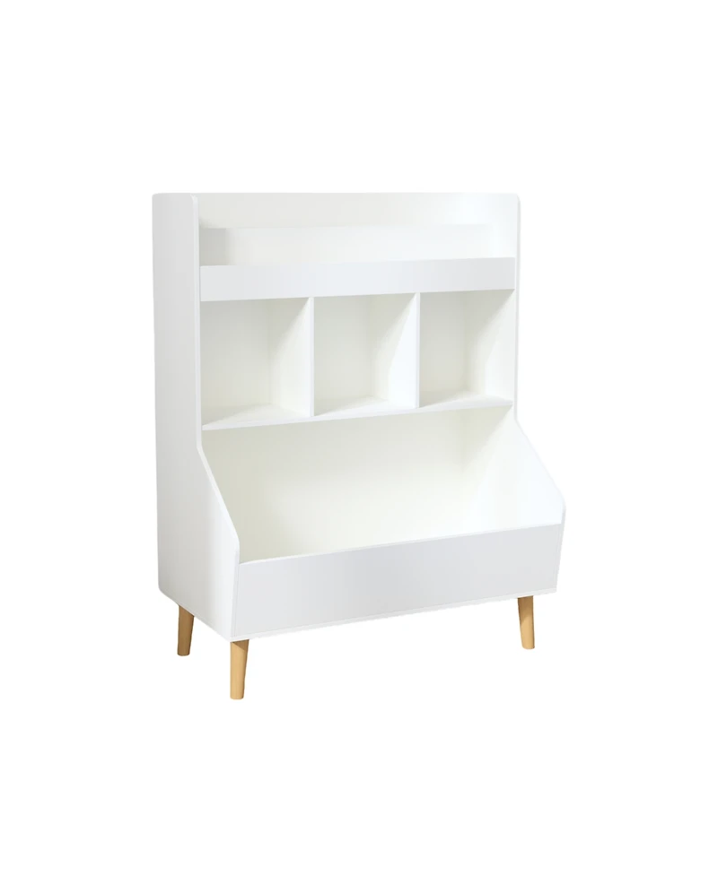 Jujabu 27.5 in. Wide White Kids Multifunctional Bookshelf and Toy Storage with Legs Toy Storage Organizer