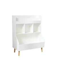 Jujabu 27.5 in. Wide White Kids Multifunctional Bookshelf and Toy Storage with Legs Toy Storage Organizer