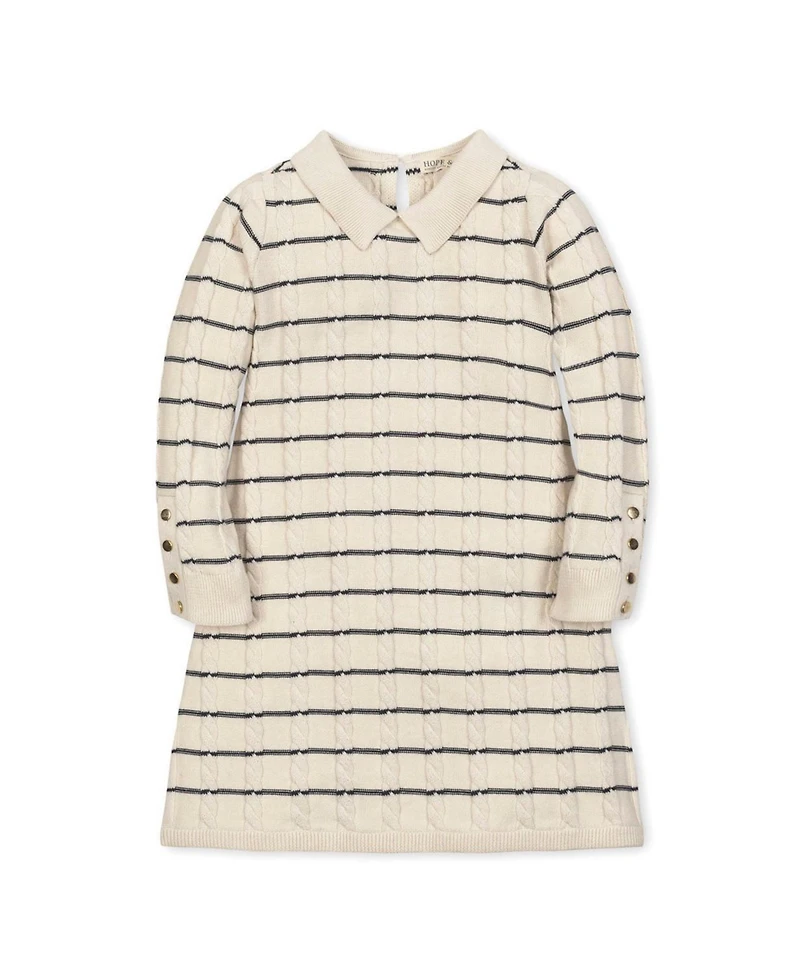 Hope & Henry Toddler Girls Organic Long Sleeve Peter Pan Collar Sweater Dress
