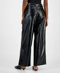 Bar Iii Women's Crocodile-Embossed Faux Leather Pants, Macy's Exclusive