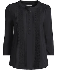 Lands' End Women's 3/4 Sleeve Lightweight Jersey Embellished Top